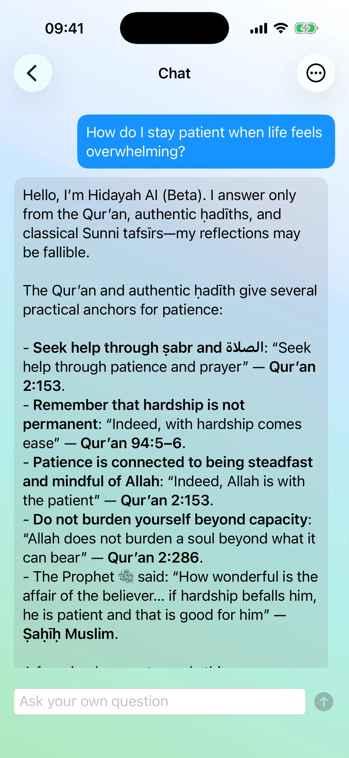 Hidayah Islamic guidance chat